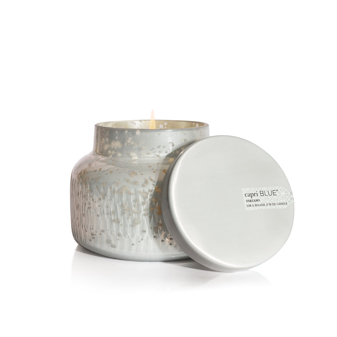 Capri Blue Volcano Signature White Mercury Etched Jar Candle