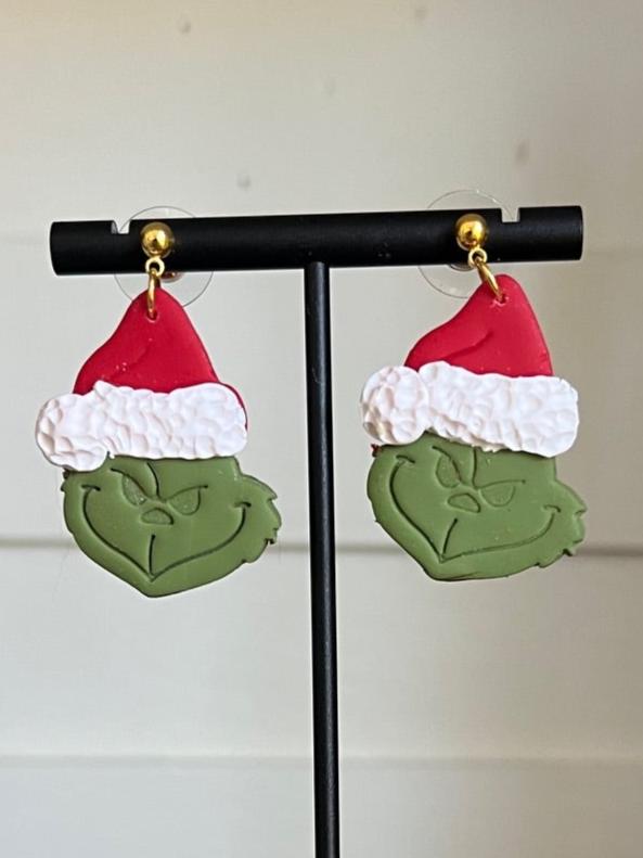 Grinch Clay Earrings