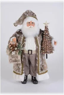 Natural Fawn Lighted  Santa