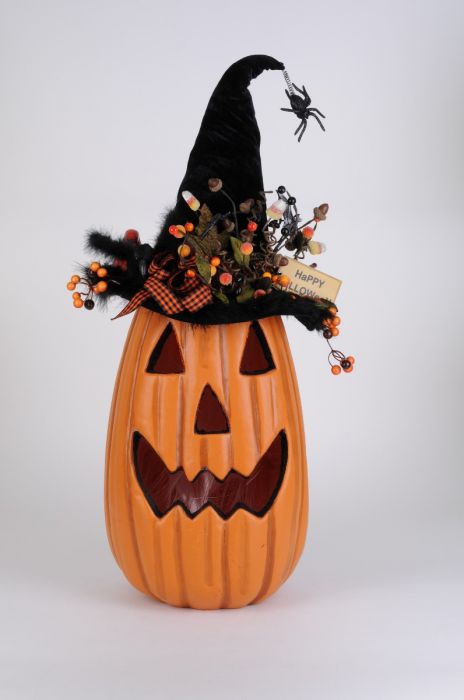 Lighted Tall Fiber Optic Jack O Lantern Witch