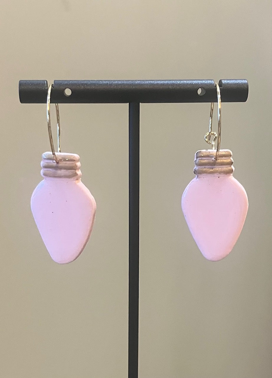 Light Bulb Earrings - Pink