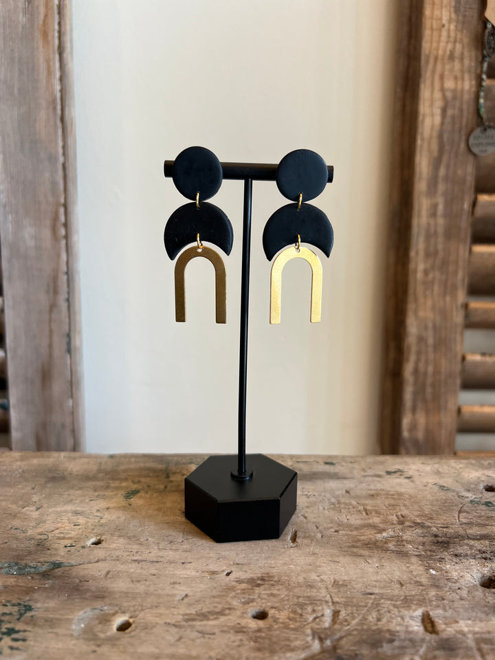 Marigold Earrings-black-gold