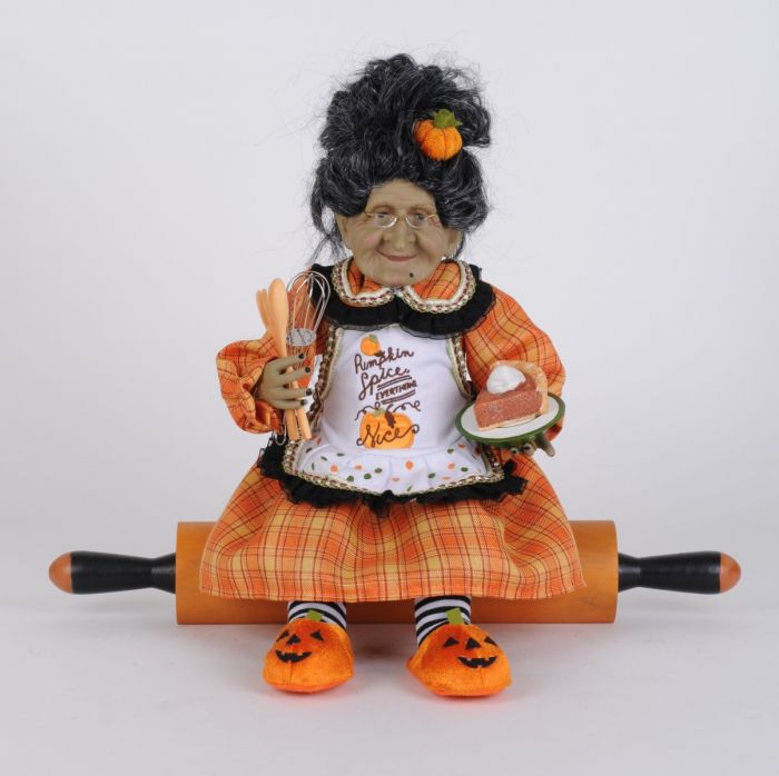 Pumpkin Spice Granny Witch on Rolling Pin