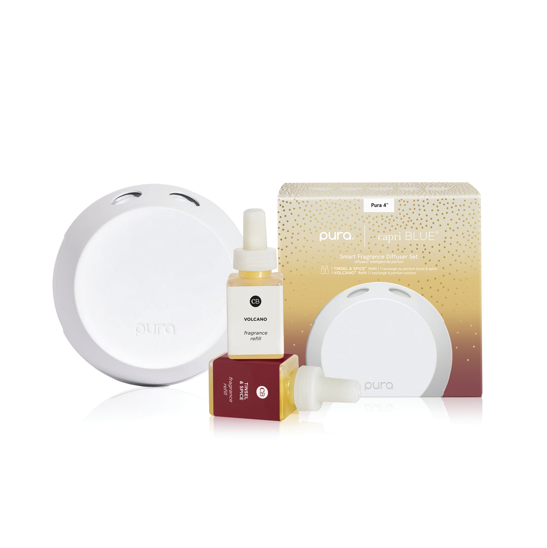 Pura Smart Home Diffuser Kit V4/ 2 refills Tinsel & Spice + Volcano