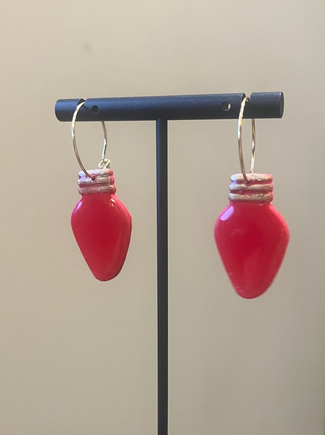 Light Bulb Earring - Red