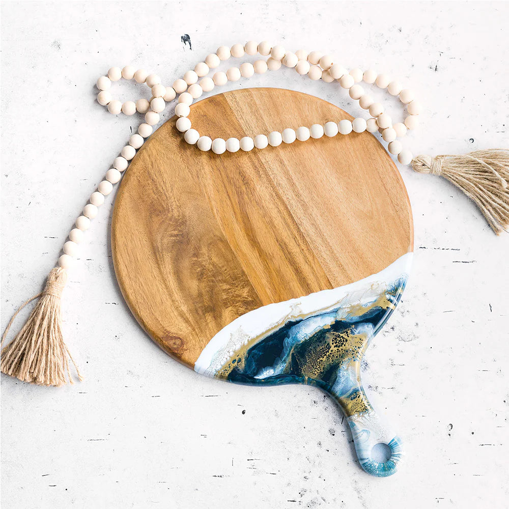 Acacia Round Cheese Paddle Brd-Sapphire
