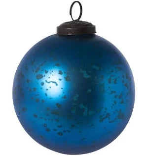 Antique-like Matte Blue Glass Ball Ornament
