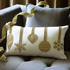 Beaded Ornament Pillow - Gold