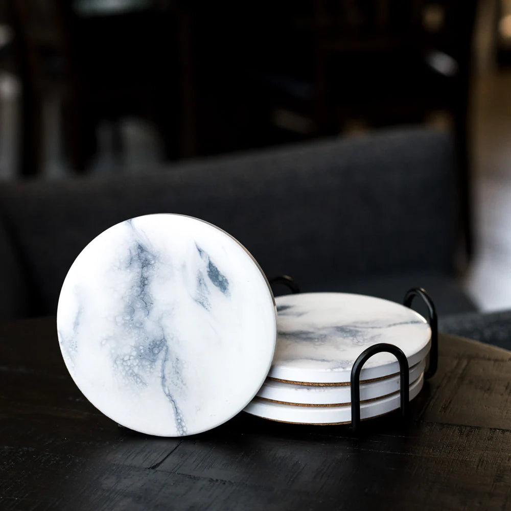 Ceramic Resin Coasters set of four- Faux Marble