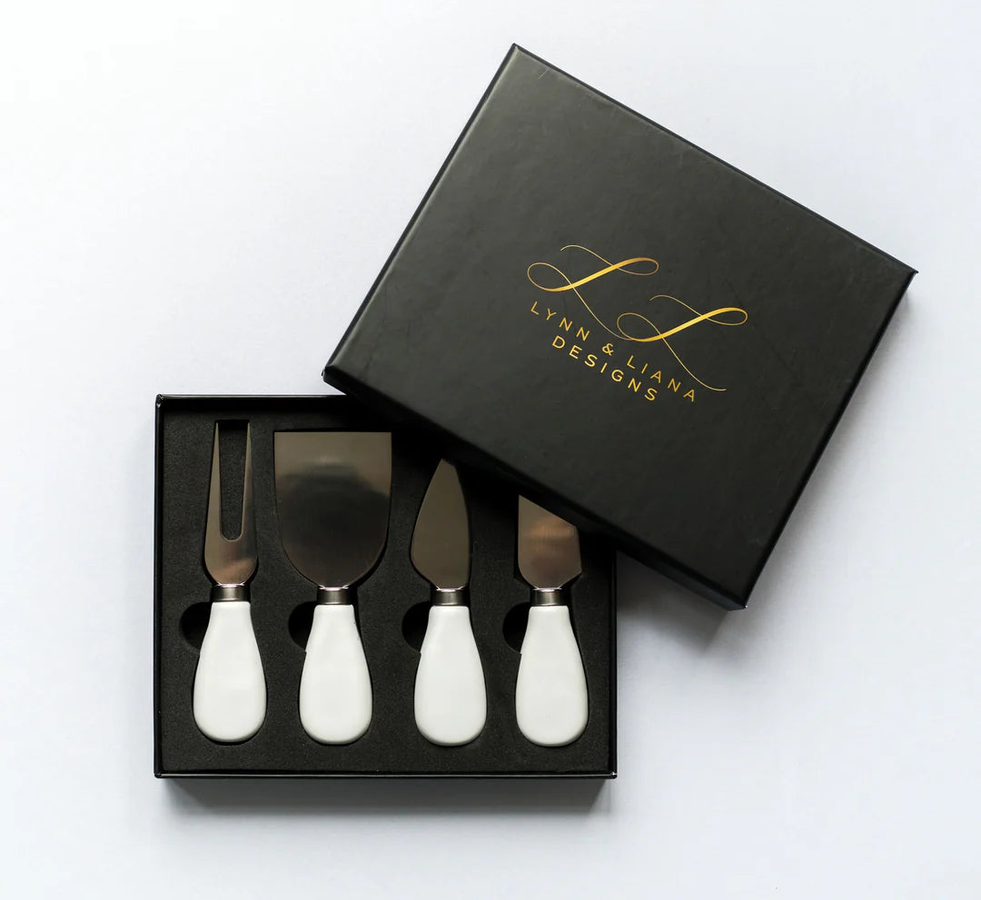 Cheese Knife Set-White ceramic-4 piece