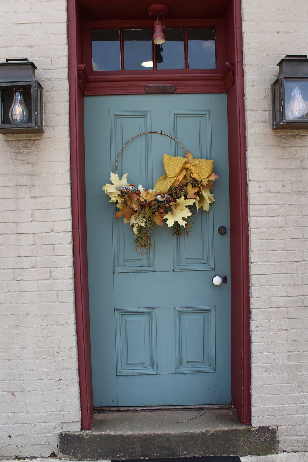 Barn Sparrow Crafted Leaves Hoop Wreath