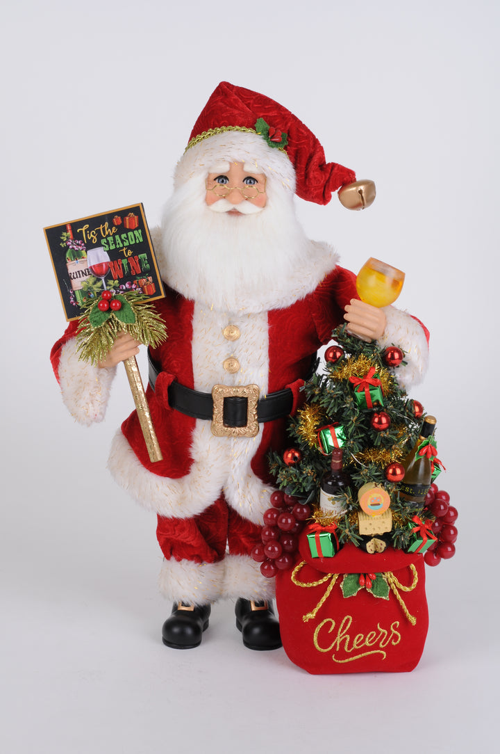 "Season to Wine" Santa - Lighted