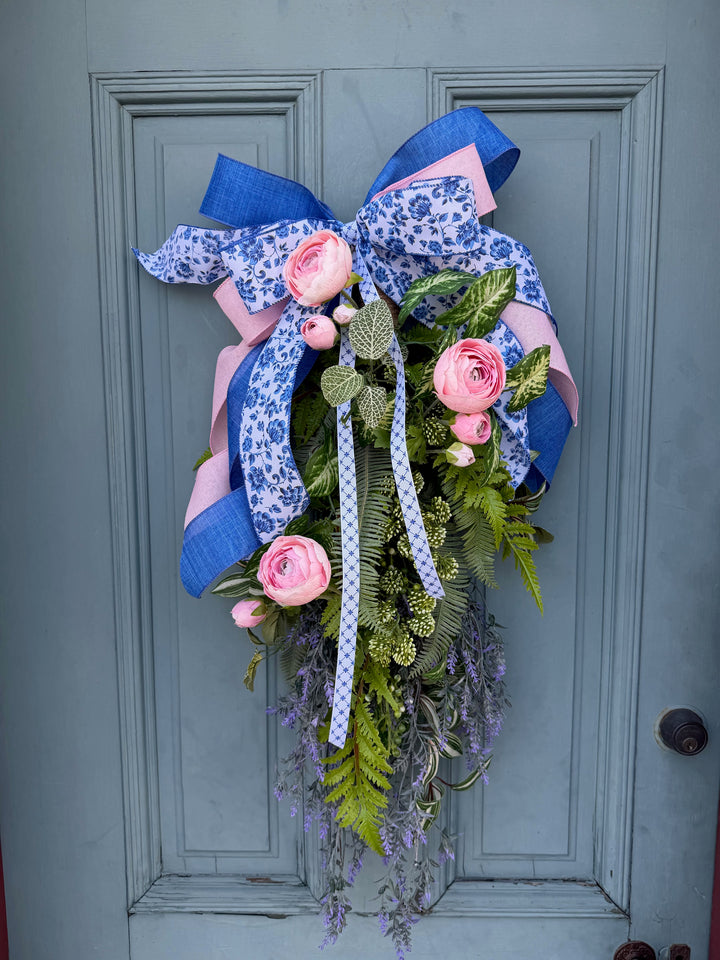 Fern Swag with Chinoiserie Bow - 30"