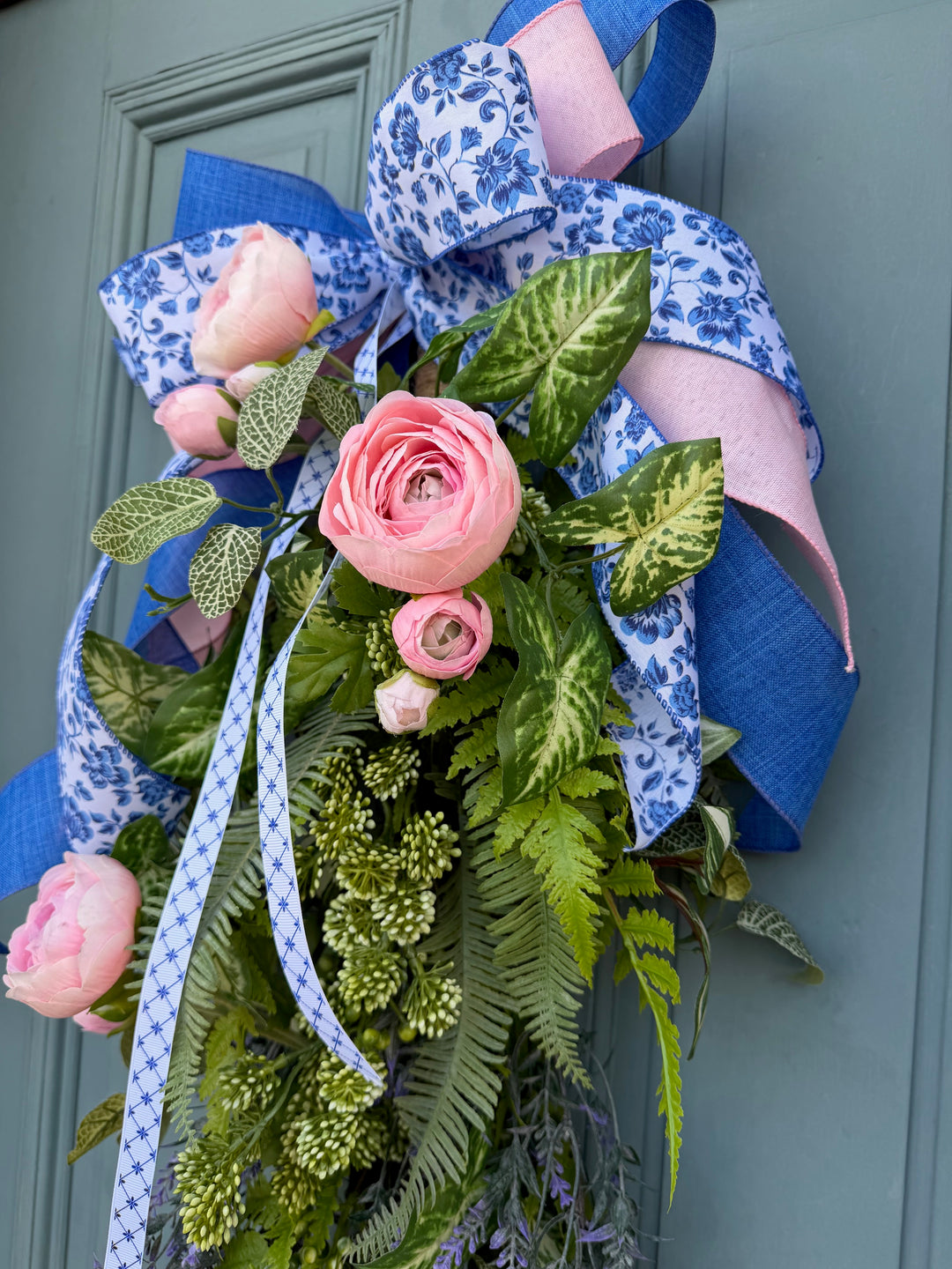 Fern Swag with Chinoiserie Bow - 30"