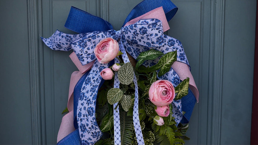 Fern Swag with Chinoiserie Bow - 30"