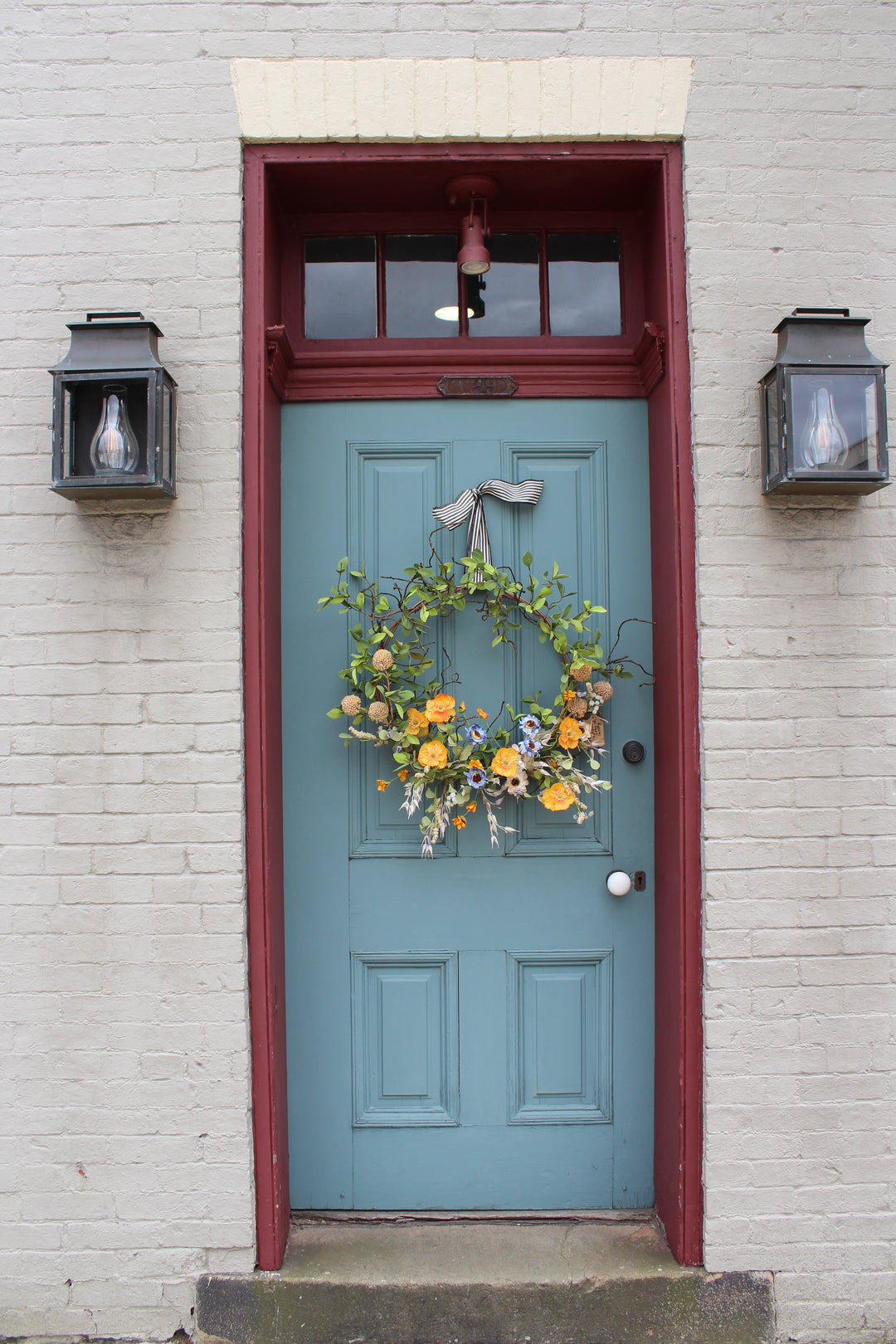 Ruscus Yellow Poppy Wreath - 24"