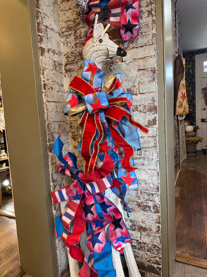 Red Star Patriotic Custom Bow - 18"W x 31" H