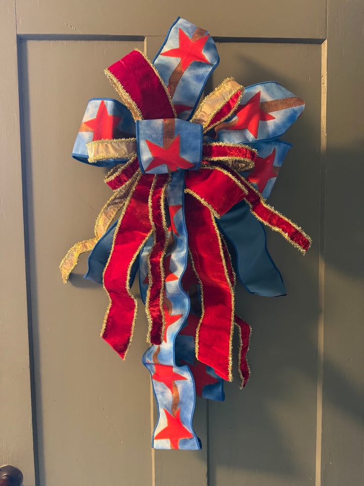 Red Star Patriotic Custom Bow - 18"W x 31" H