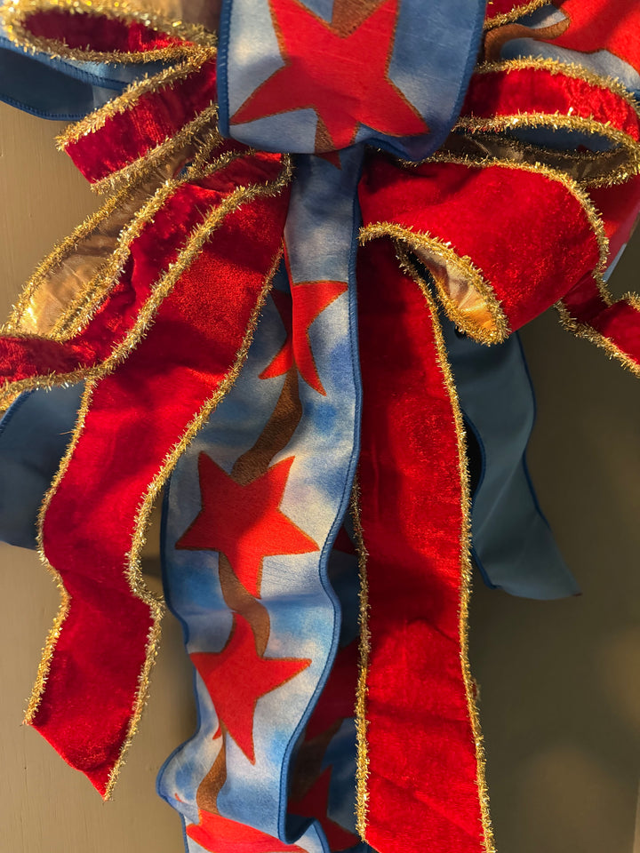 Red Star Patriotic Custom Bow - 18"W x 31" H
