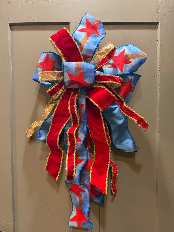 Red Star Patriotic Custom Bow - 18"W x 31" H
