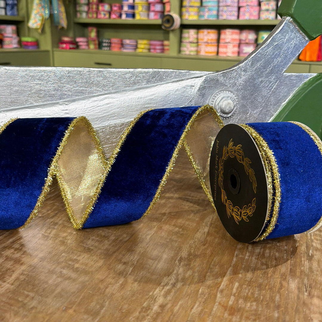 JME Ribbon - Blue Velvet Metallic w TInsel Edge - 2.5"x 10yds