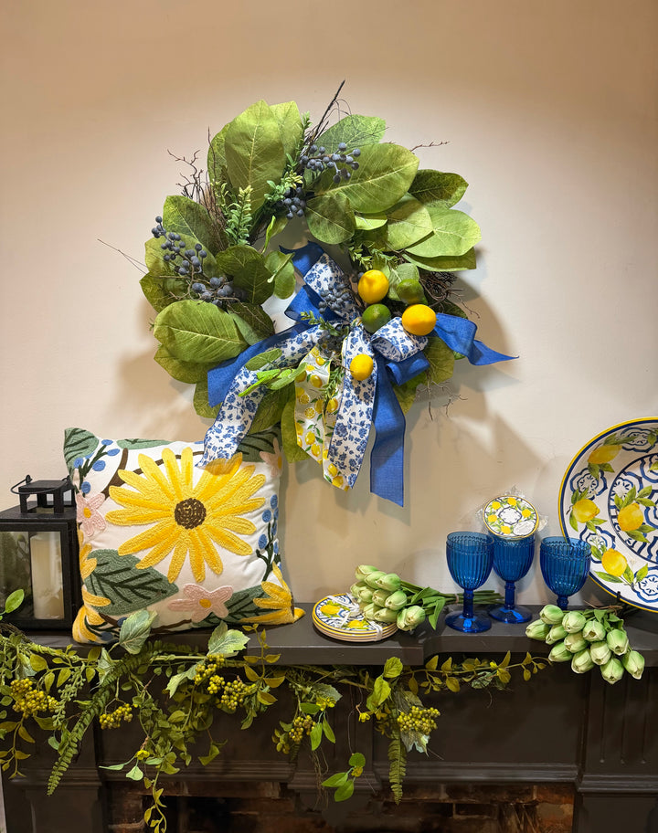 Lemon Grape Magnolia Leaf Wreath - 24"
