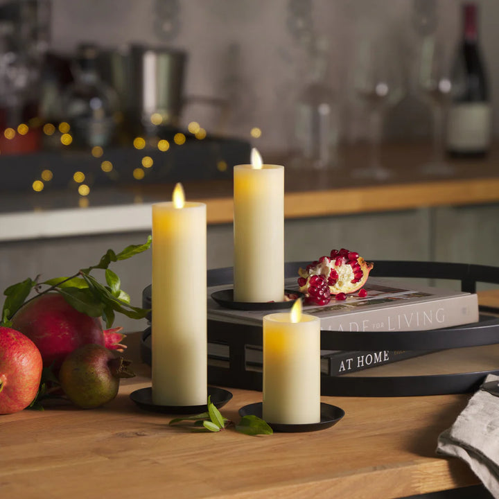 Luminara Indoor Flameless Slim Pillar Candle / Ivory