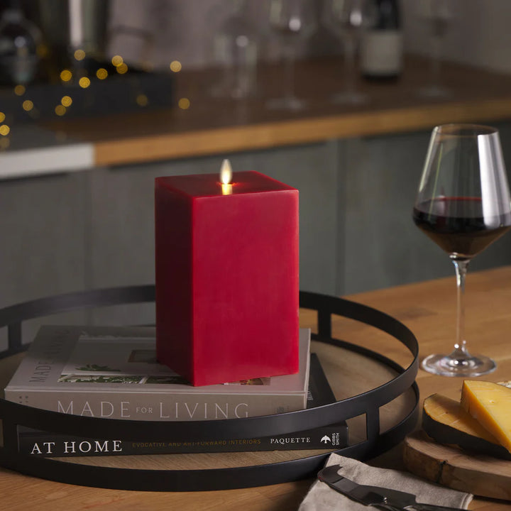 Luminara Flameless Square Indoor Pillar Candle/RED