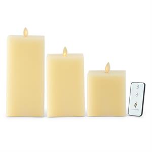 Luminara Indoor Flameless Square Pillar Candle  Ivory