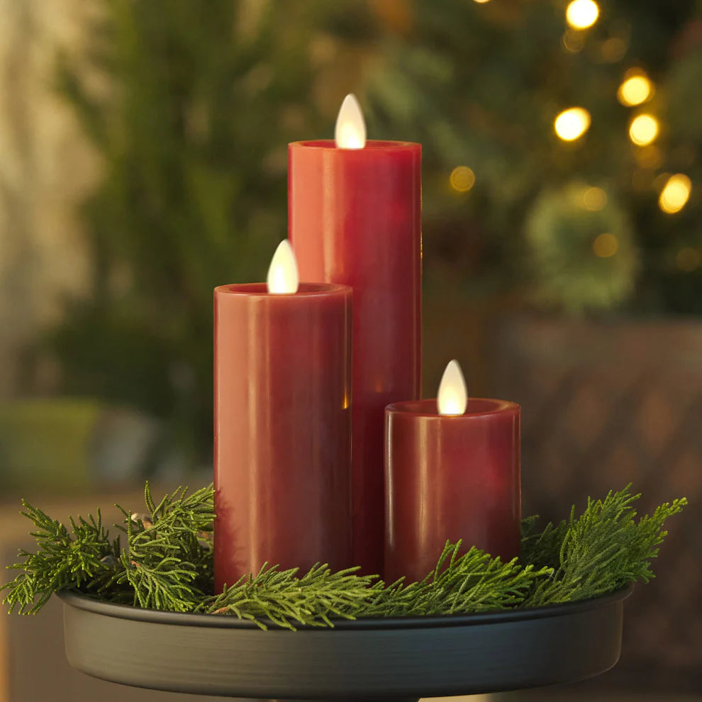 Luminara Indoor Flameless Slim Pillar Candle/Red