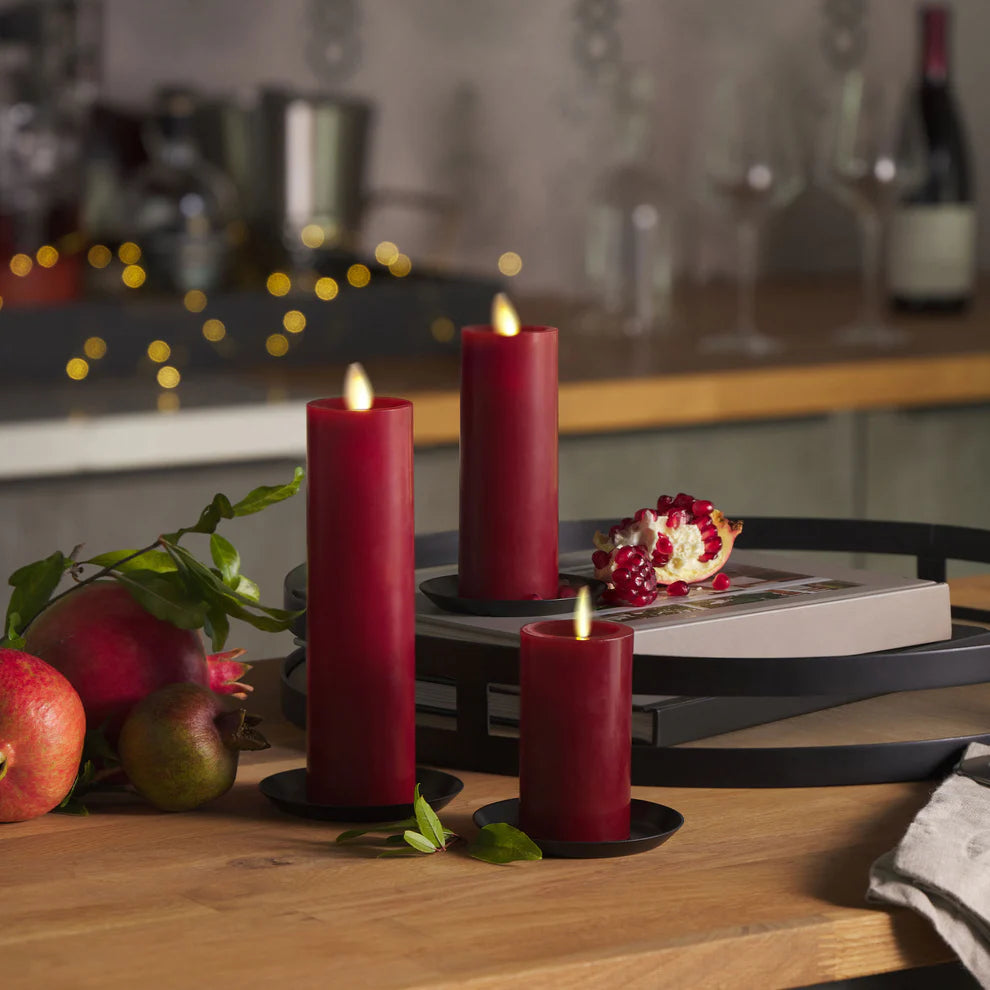 Luminara Indoor Flameless Slim Pillar Candle/Red