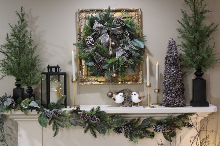 Mixed Pine Wreath w Lambs Ear,Pinecone,Blueberry