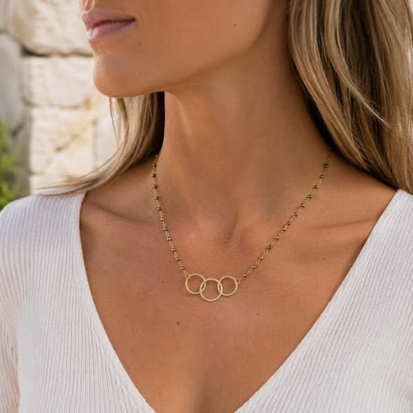 Necklace - 3 Gold Hoops - 16" to 18"