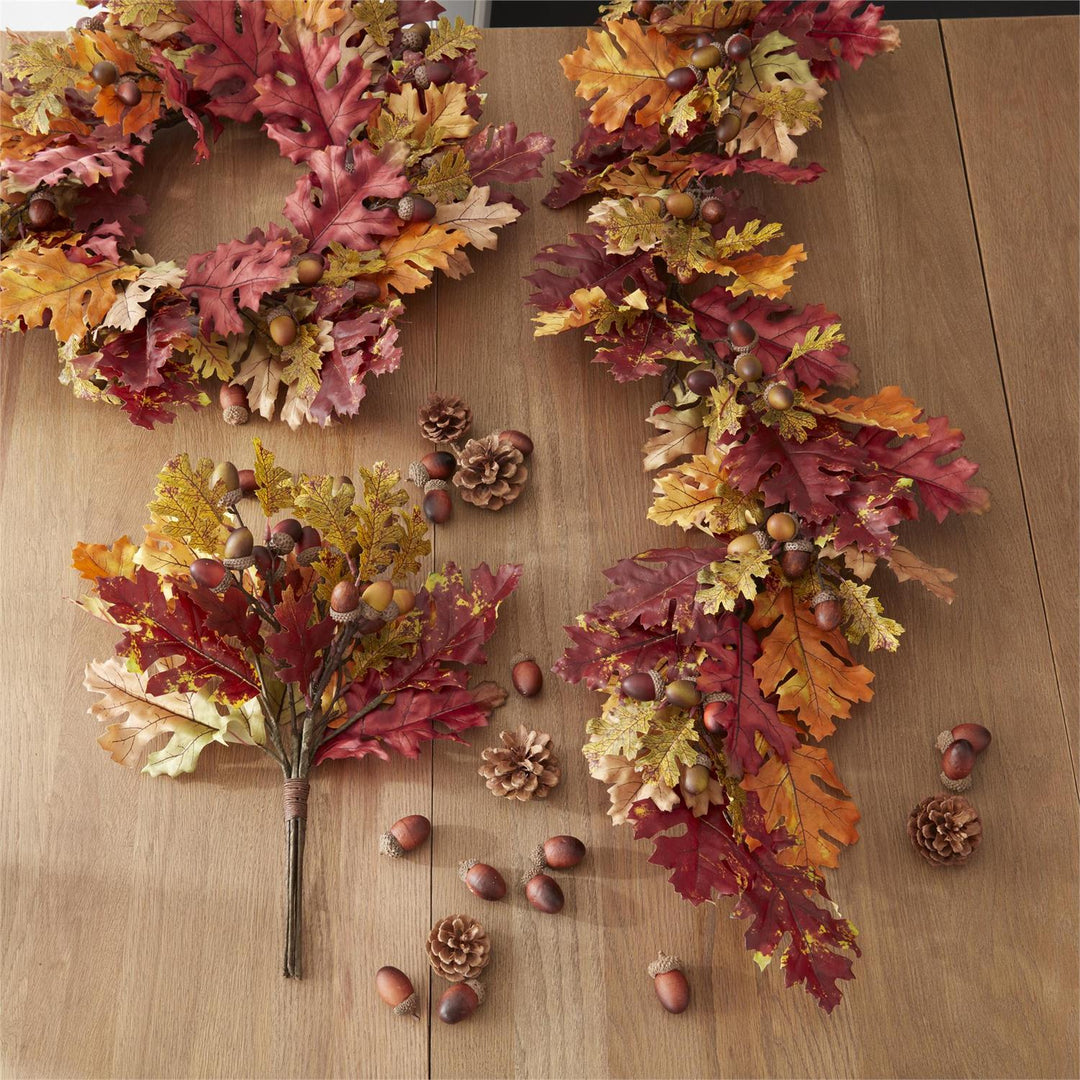 Muti Color Fall Oak Leaves Wreath