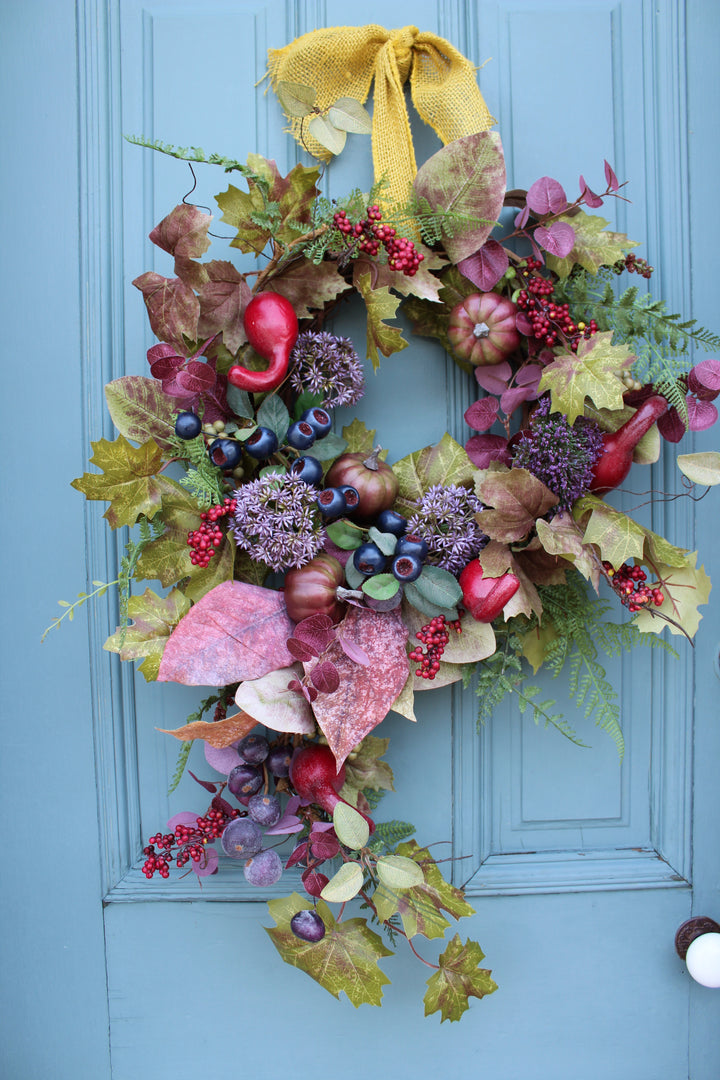 Plum Pumpkin Gourd Wreath