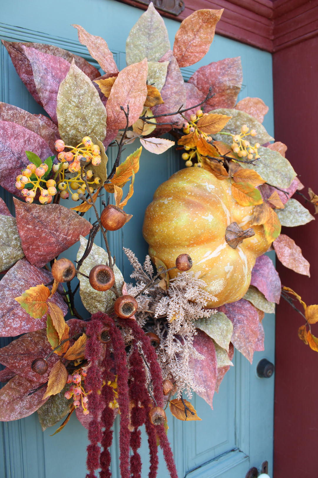 Sweet Baby Pumpkin Wreath w Amaranthus