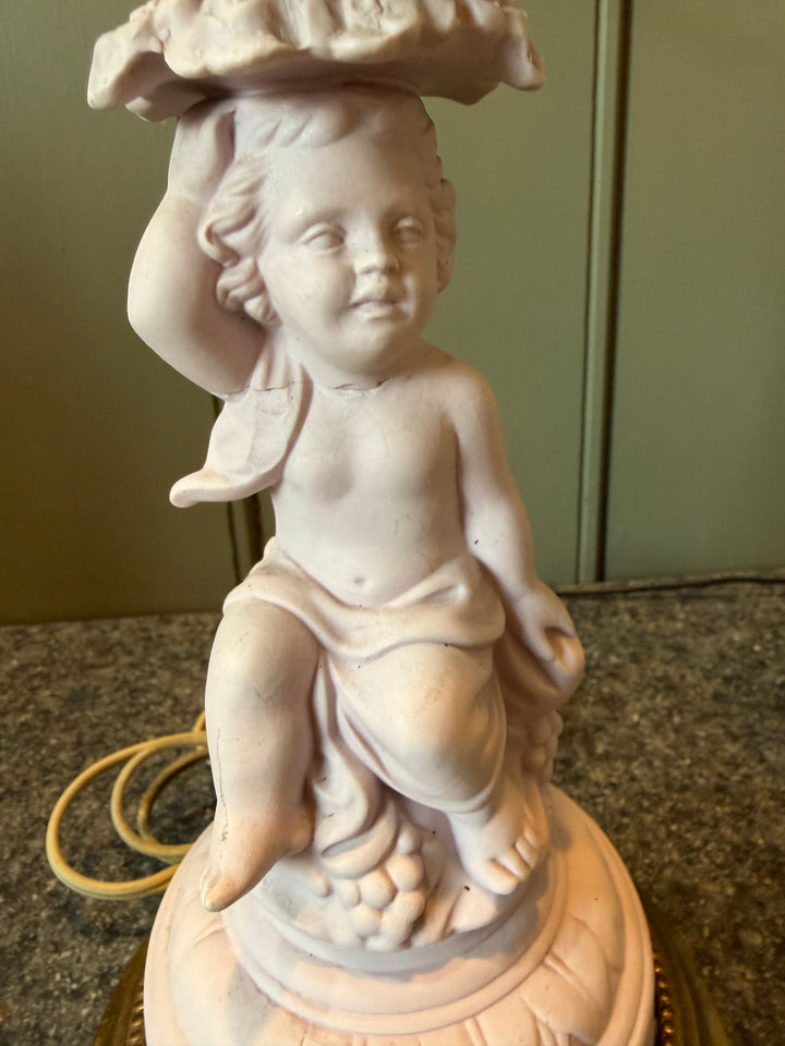 VV Lamp Vintage Cherub Bisque Mid - Century - 24"H - Lt Pink