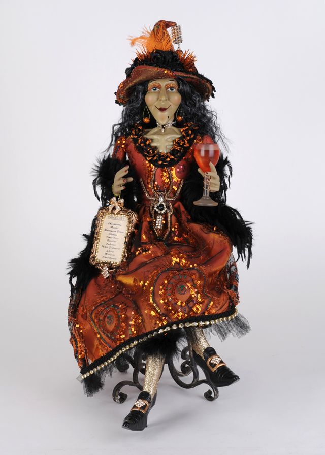 Wine Elegance Sitting Witch