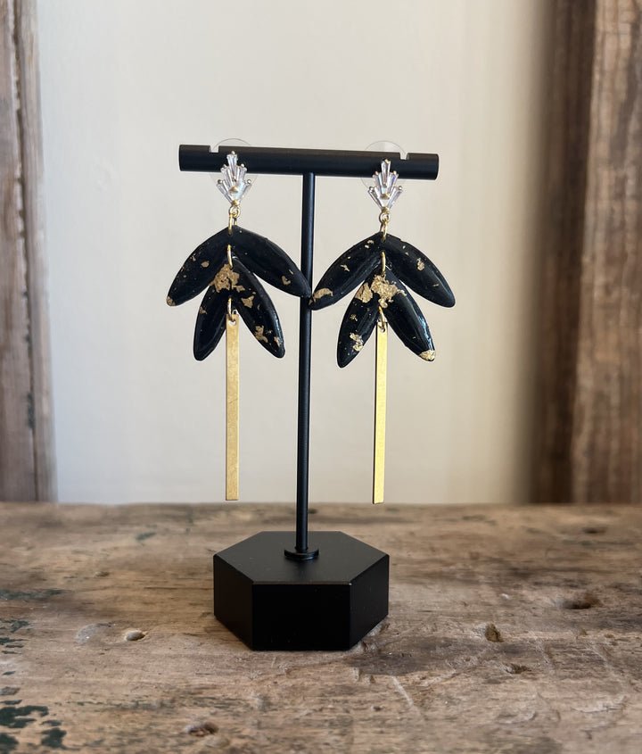 Wislow Earrings-black-gold foil-gold