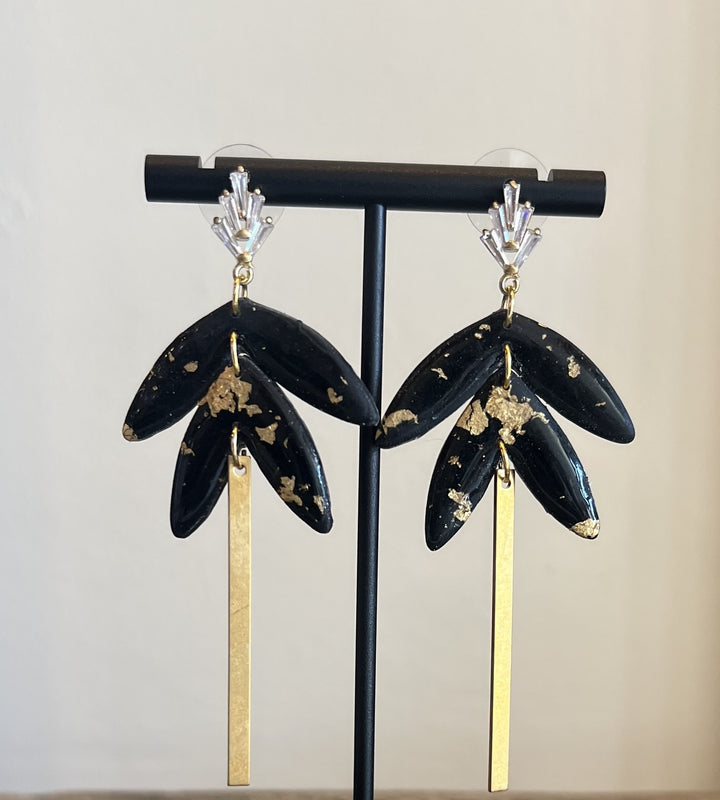 Wislow Earrings-black-gold foil-gold