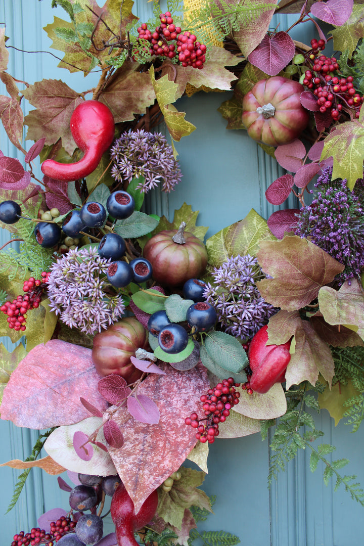 Plum Pumpkin Gourd Wreath