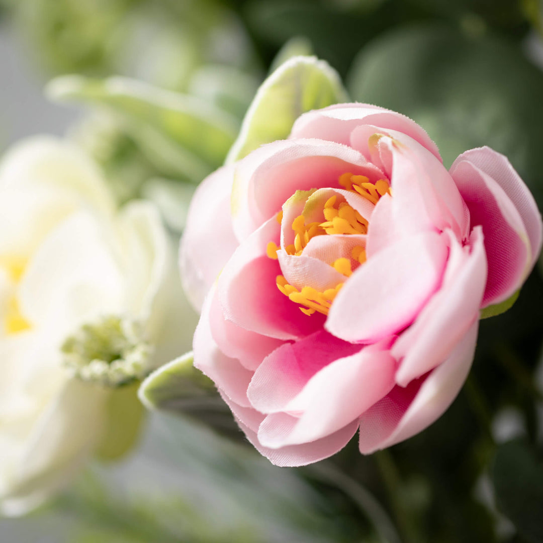 Ranunculus Wreath - 24" -pink & cream